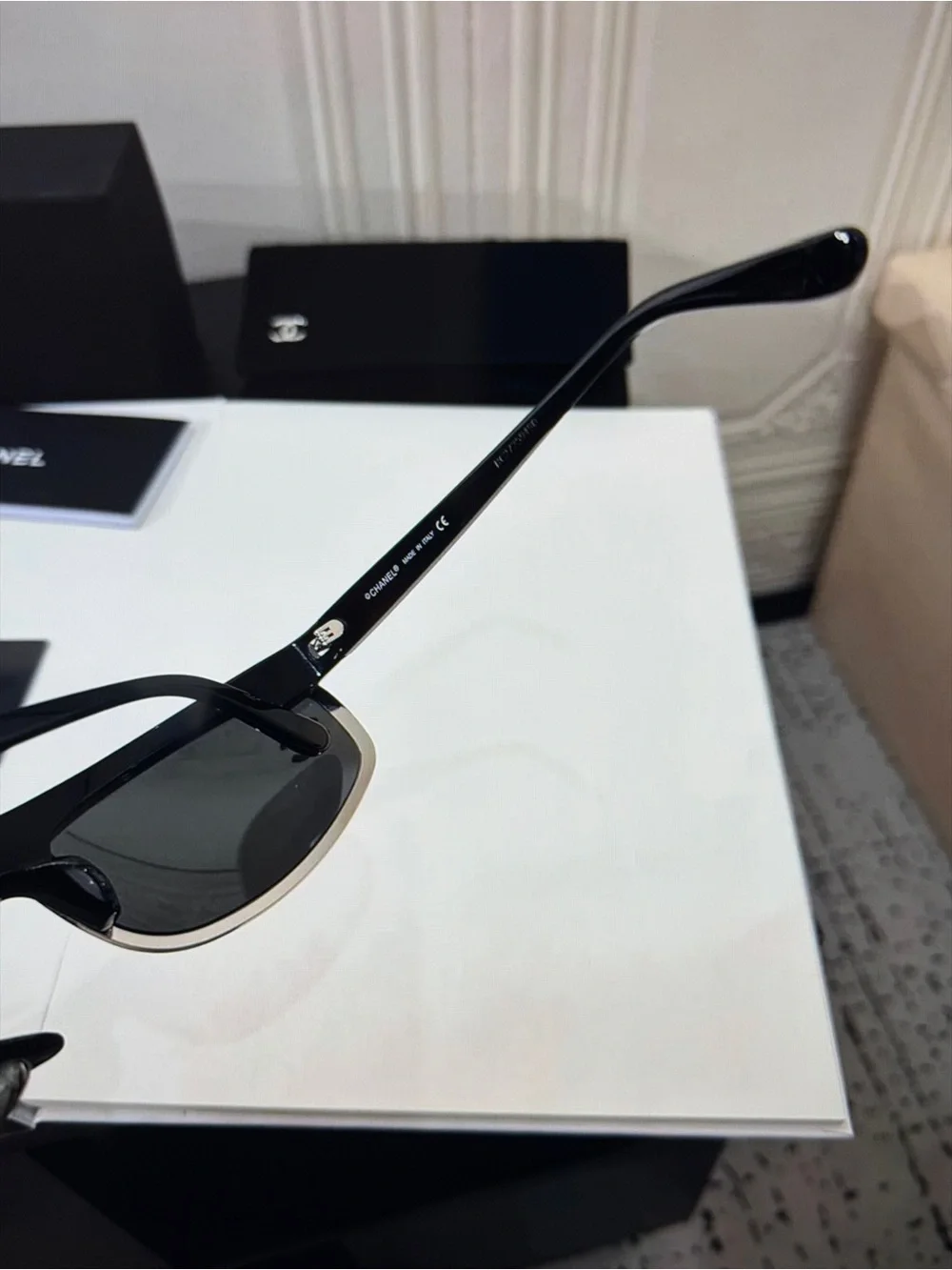 Chanel Shield Crystal CC Sunglasses Auth